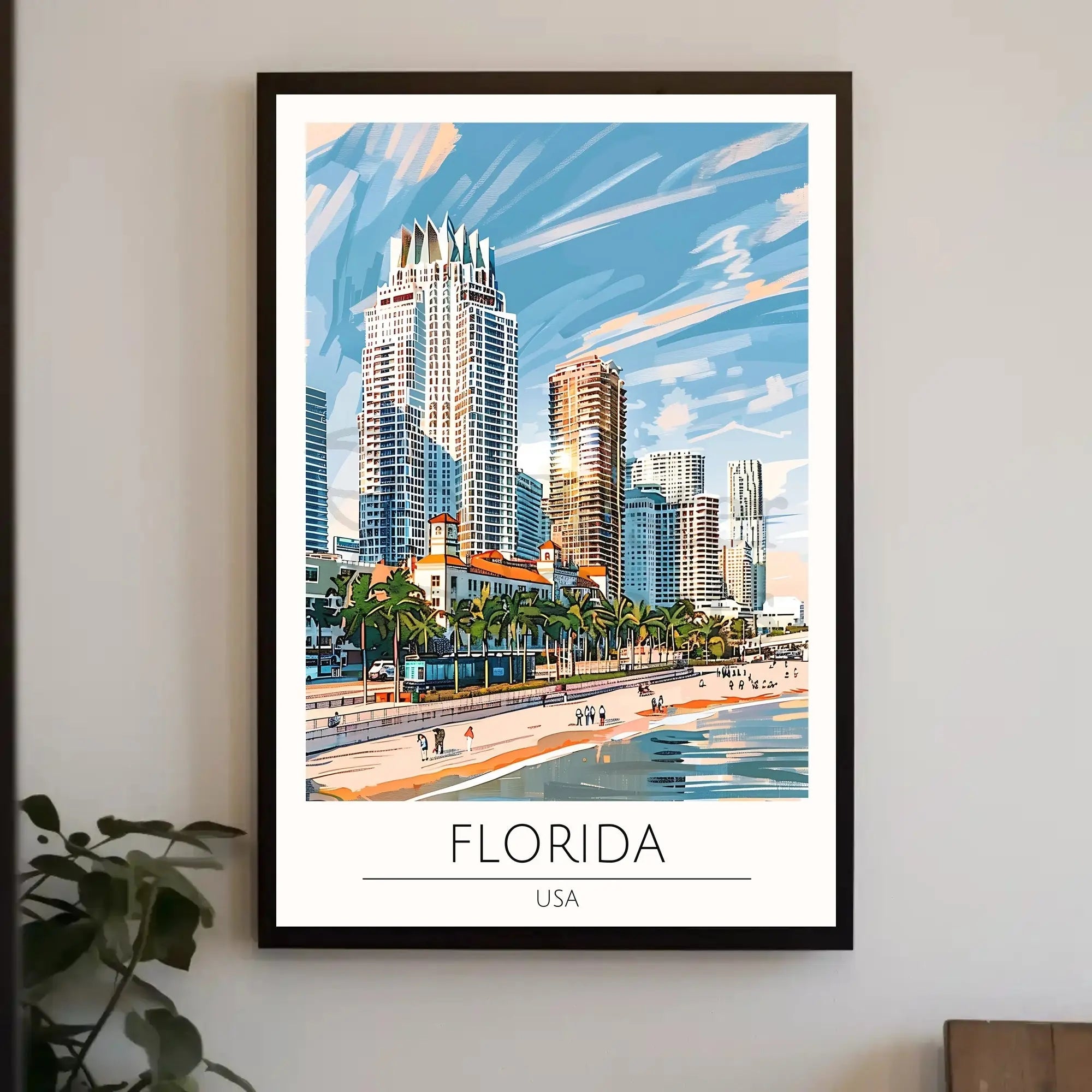Florida Coastal Cityscape Travel Poster PosterGoat