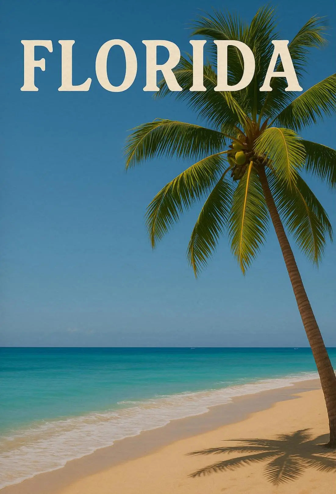 Florida Tropical Beach Scene Vintage Travel Poster PosterGoat