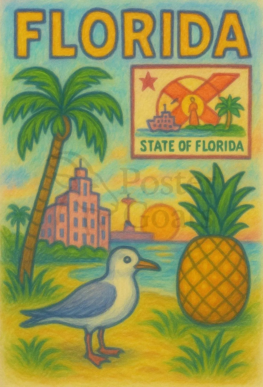 Florida Vintage Vibe Travel Poster PosterGoat