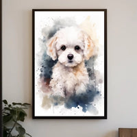 Fluffy White Puppy Watercolor Illustration Animal Poster PosterGoat