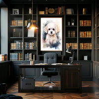 Fluffy White Puppy Watercolor Illustration Animal Poster PosterGoat