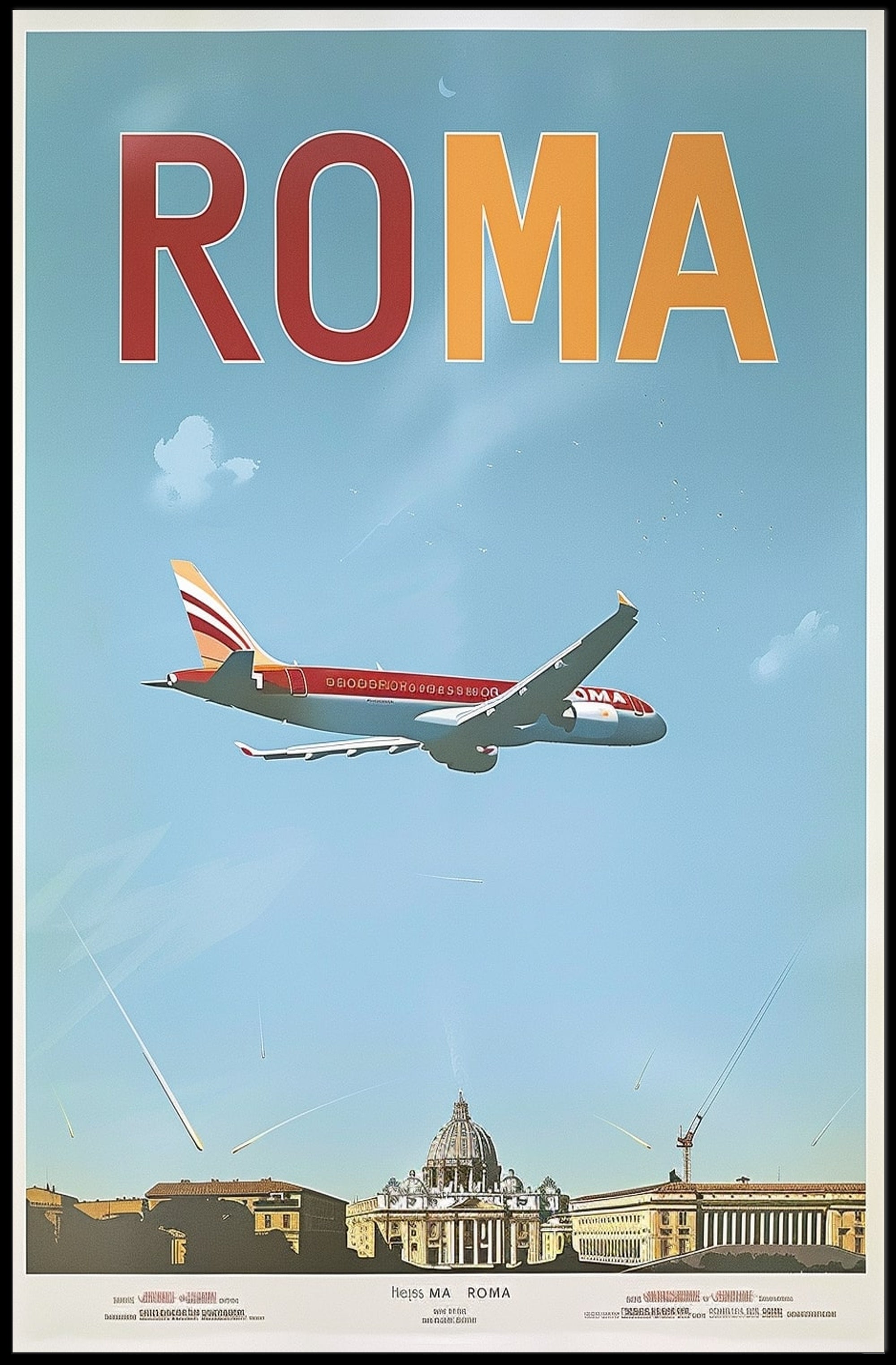 Fly Over Rome: Vintage Travel Poster PosterGoat
