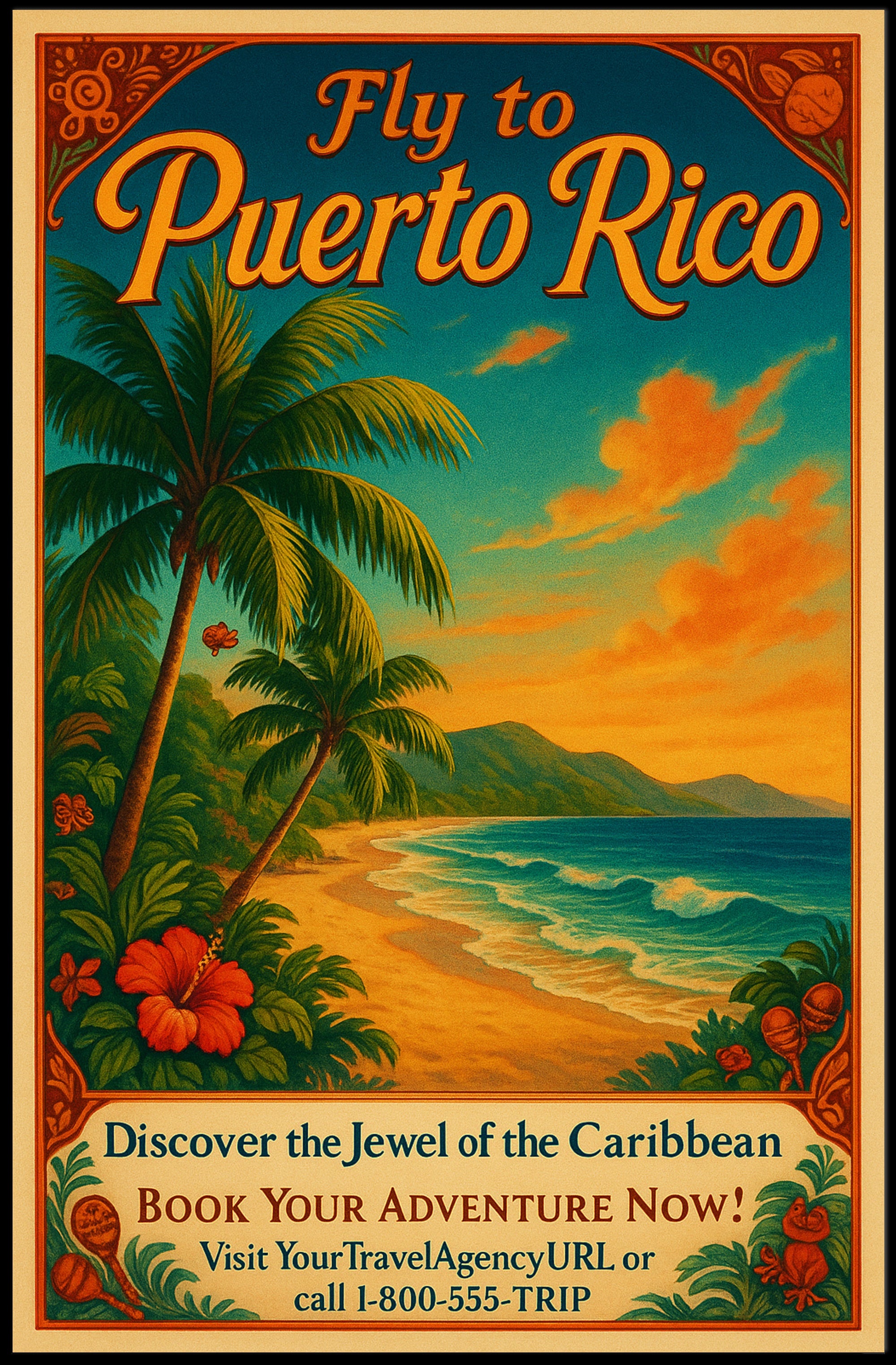 Fly To Puerto Rico Poster PosterGoat