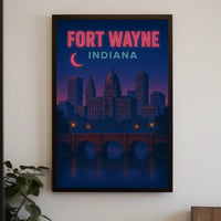 Fort Wayne Nightscape Urban Travel Poster PosterGoat