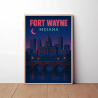 Fort Wayne Nightscape Urban Travel Poster PosterGoat
