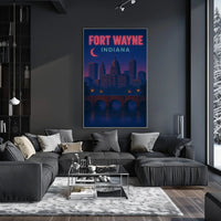 Fort Wayne Nightscape Urban Travel Poster PosterGoat