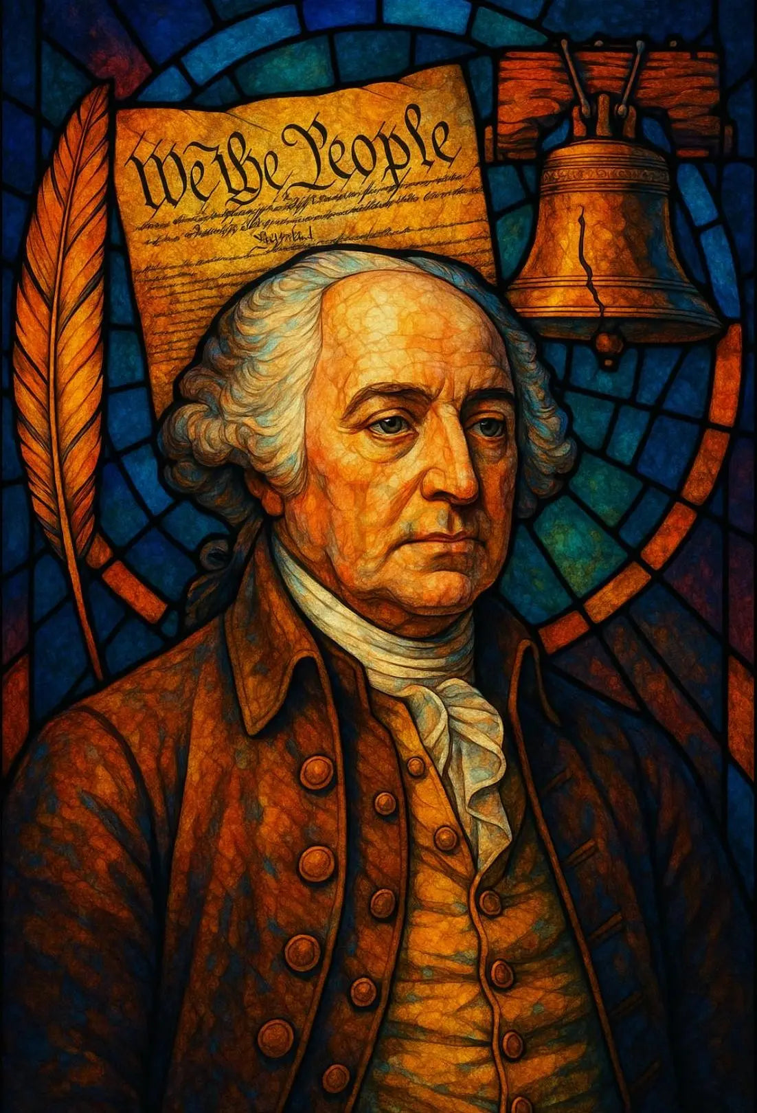 Founding Father Legacy Stained Glass Historical or Presidential Poster PosterGoat