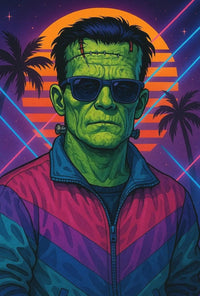 Frankenstein Monster Miami Vibes Pop Culture Poster PosterGoat