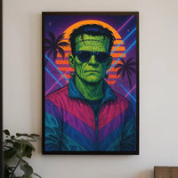 Frankenstein Monster Miami Vibes Pop Culture Poster PosterGoat