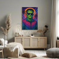 Frankenstein Monster Miami Vibes Pop Culture Poster PosterGoat
