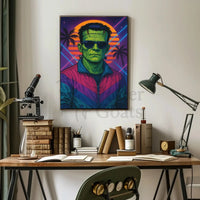 Frankenstein Monster Miami Vibes Pop Culture Poster PosterGoat