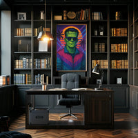 Frankenstein Monster Miami Vibes Pop Culture Poster PosterGoat