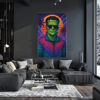 Frankenstein Monster Miami Vibes Pop Culture Poster PosterGoat
