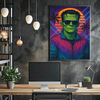 Frankenstein Monster Miami Vibes Pop Culture Poster PosterGoat