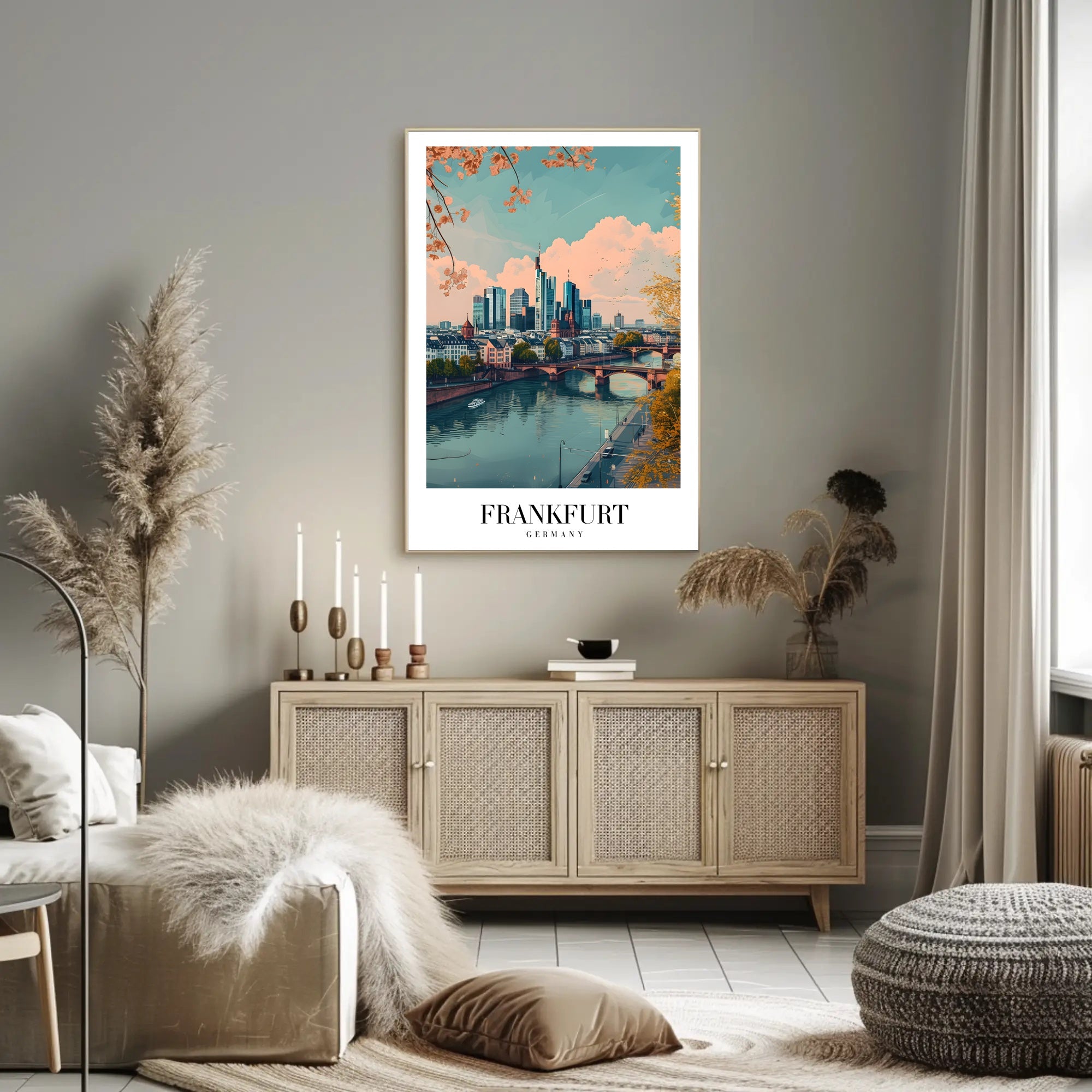 Frankfurt Skyline Autumn Scene Urban or Cityscape Poster PosterGoat