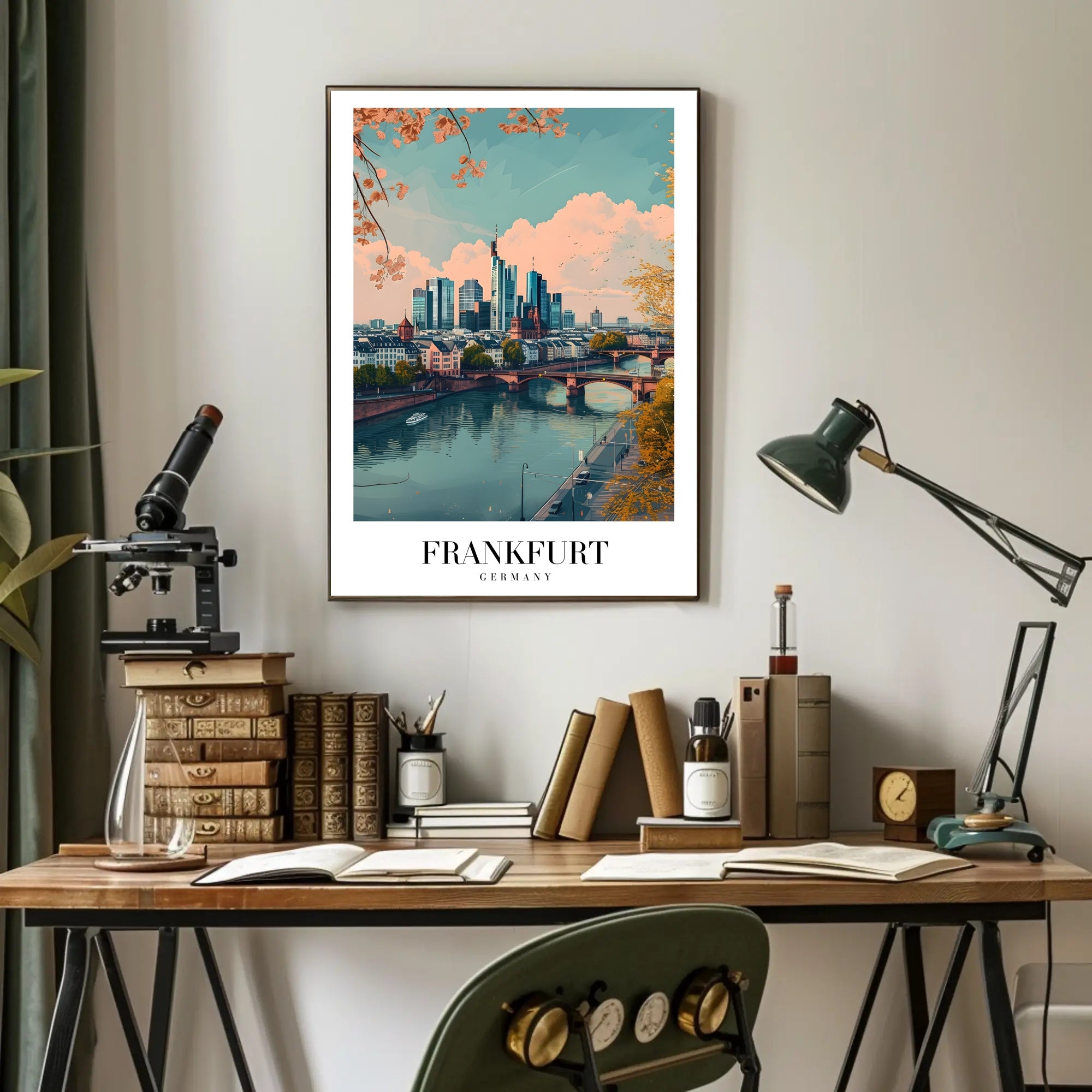 Frankfurt Skyline Autumn Scene Urban or Cityscape Poster PosterGoat