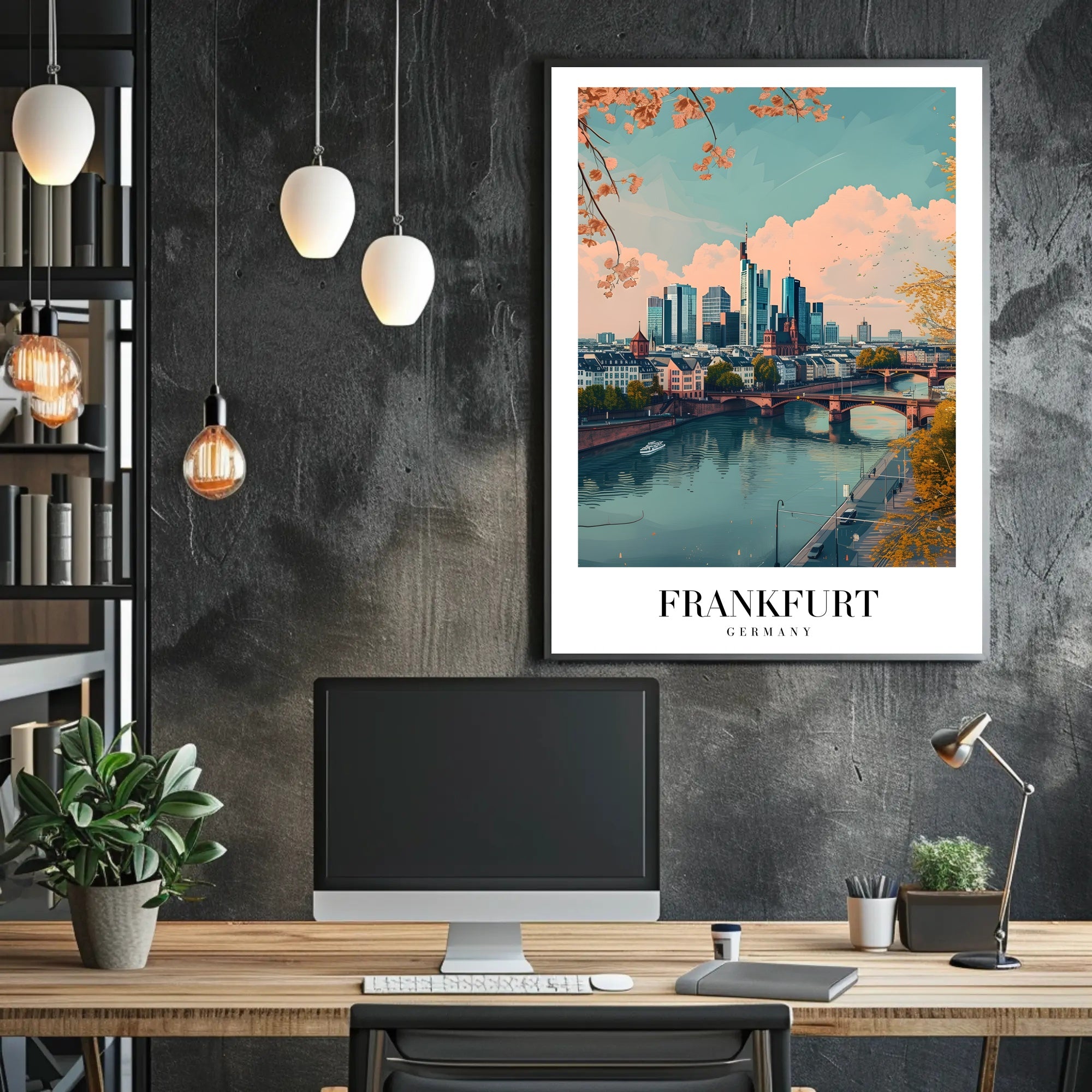 Frankfurt Skyline Autumn Scene Urban or Cityscape Poster PosterGoat