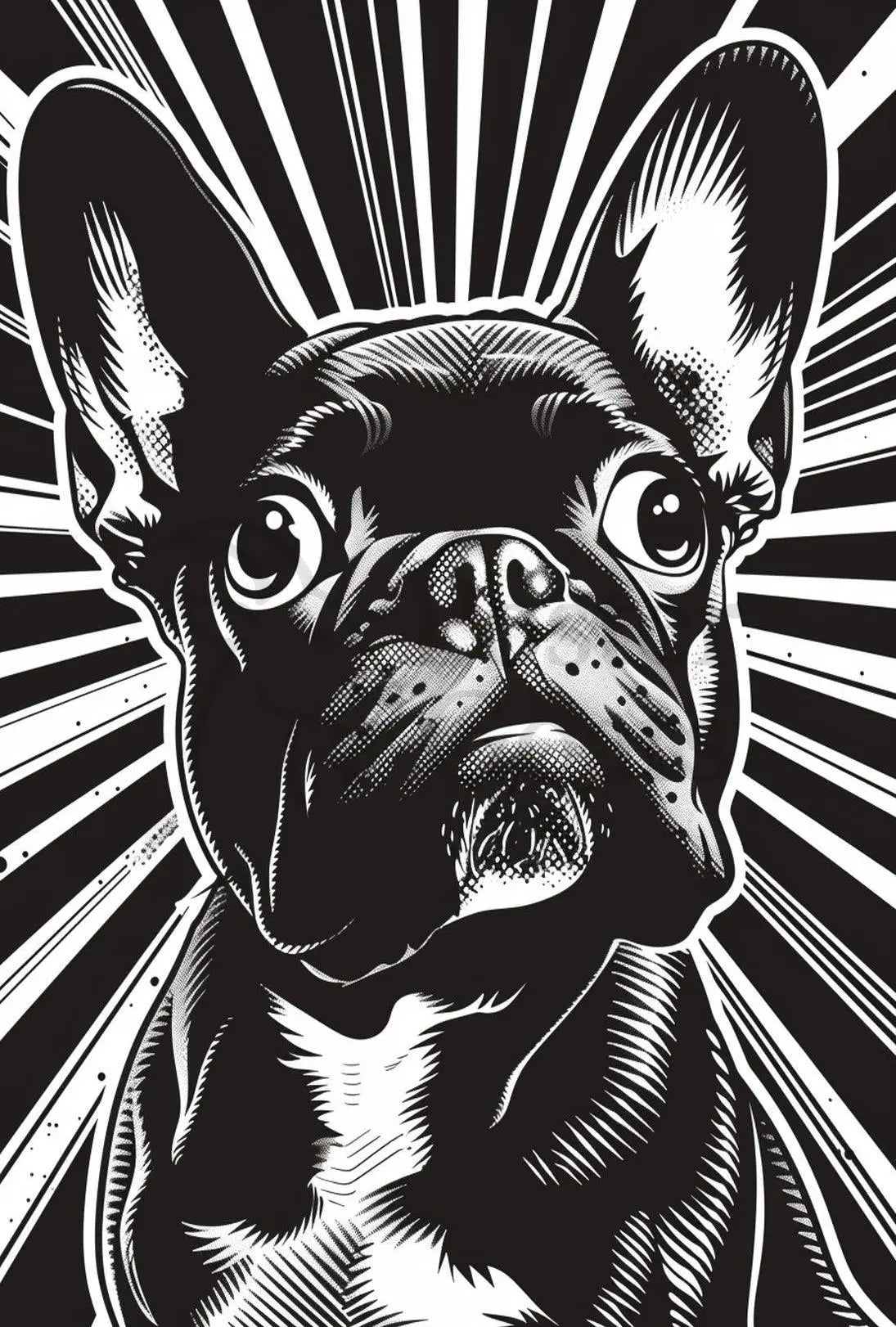 French Bulldog Illustration: Black & White Dog Breed Poster PosterGoat