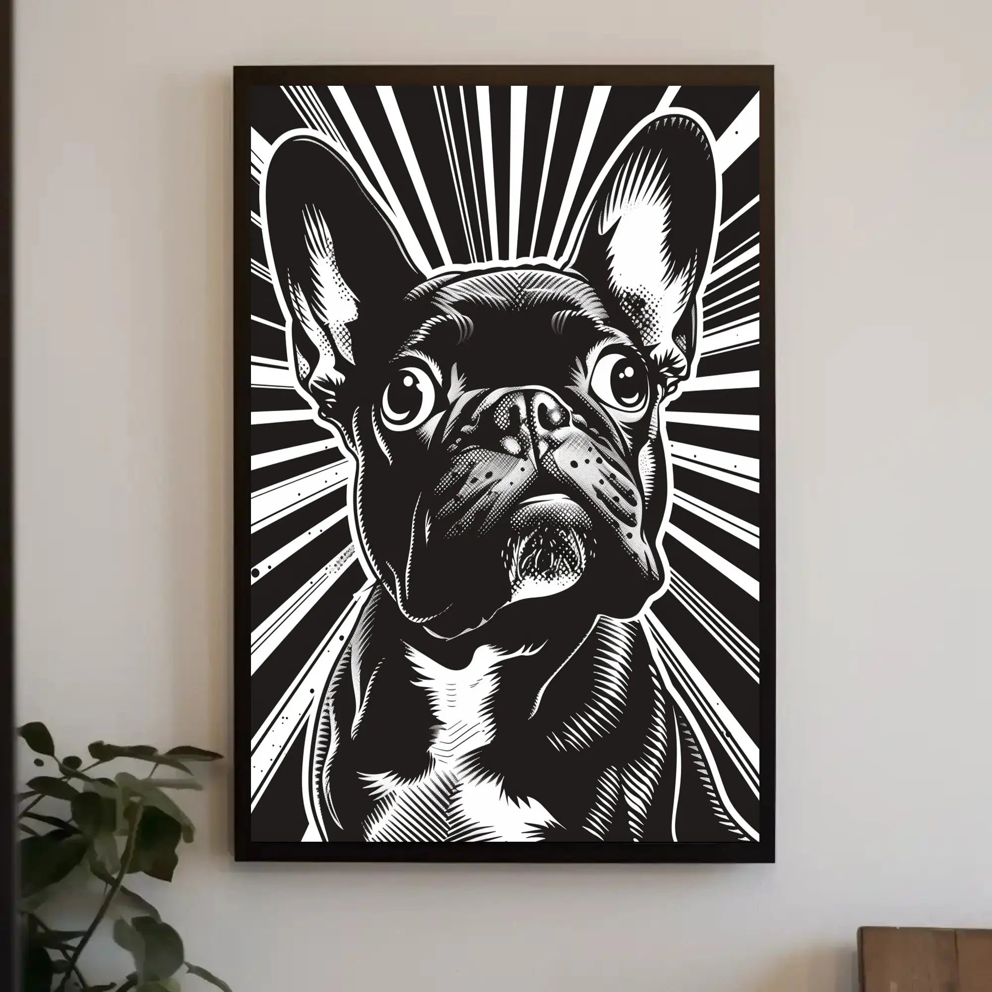French Bulldog Illustration: Black & White Dog Breed Poster PosterGoat
