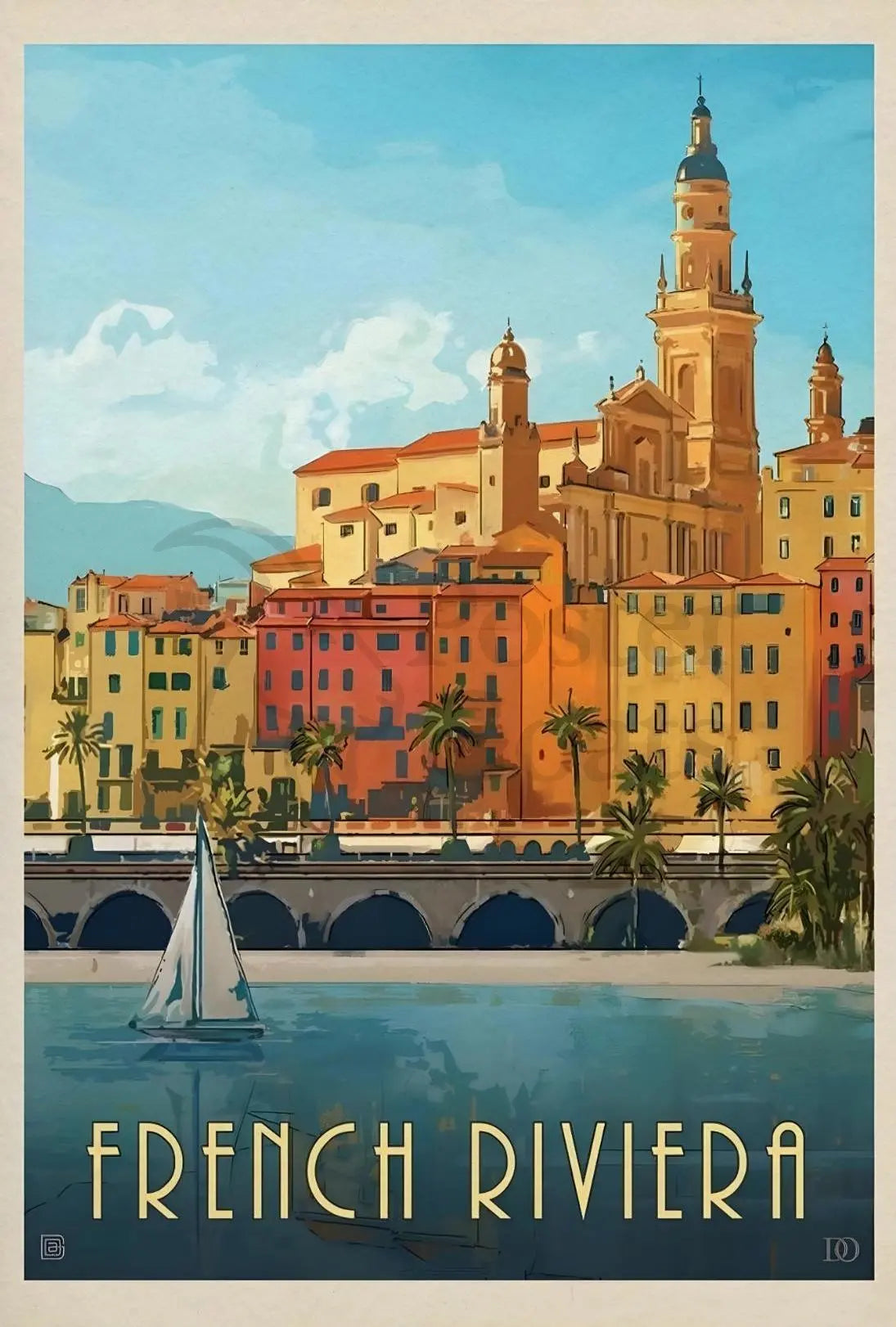 French Riviera Vintage Travel Art Deco Travel Poster PosterGoat