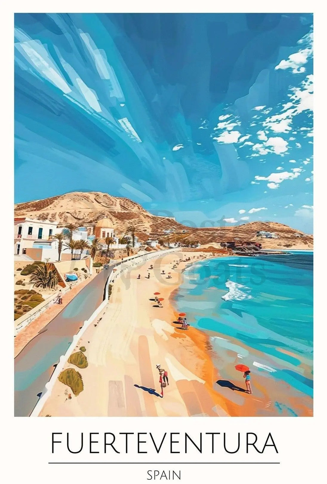 Fuerteventura Beach Bliss: Vibrant Travel Poster PosterGoat