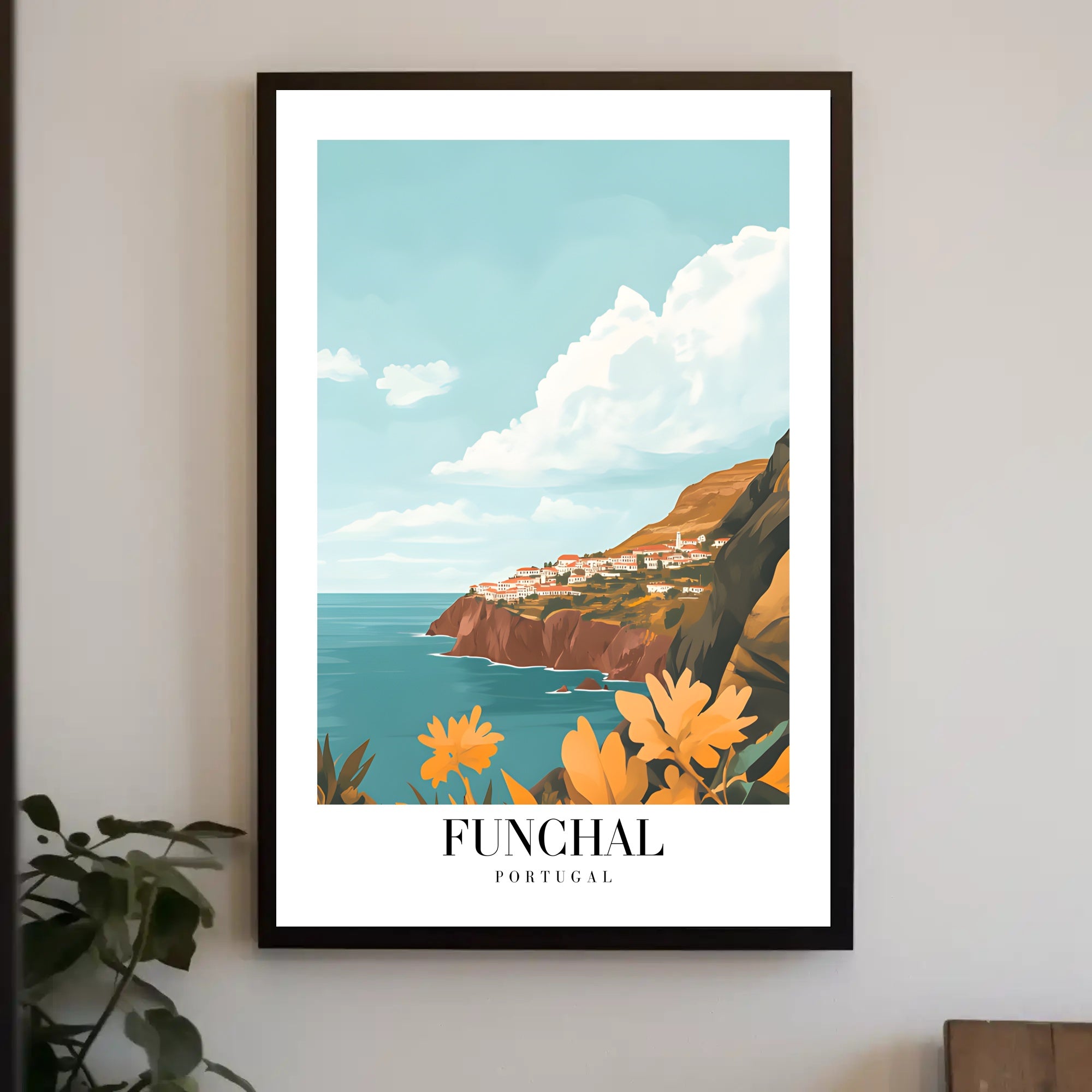 Funchal Coastal View in Portugal Travel Poster PosterGoat