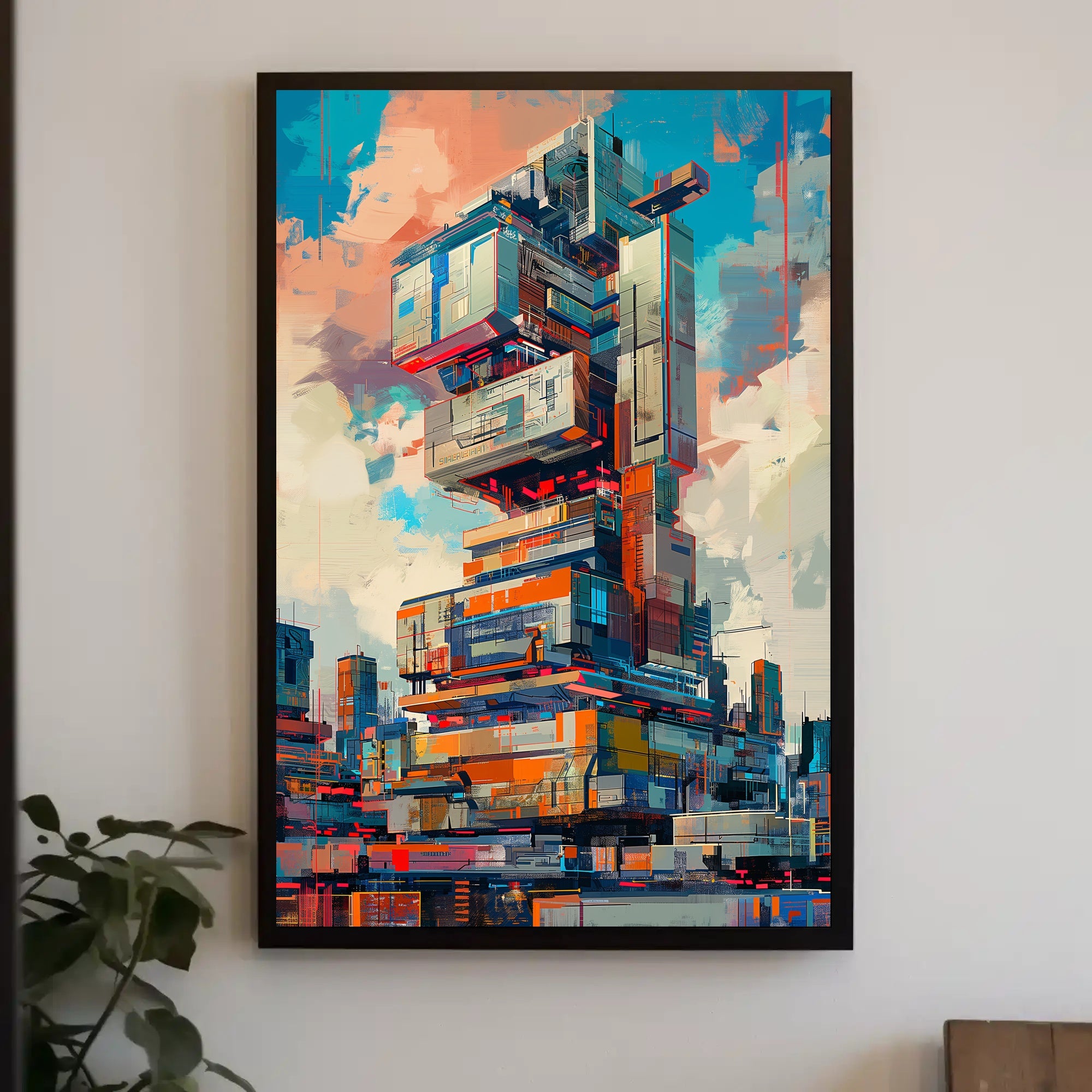 Futuristic Abstract Cityscape Poster with Dynamic Architectural Depth PosterGoat
