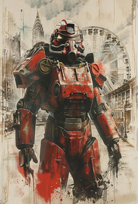 Futuristic Armored Hero in Dystopian Sci-Fi Poster PosterGoat