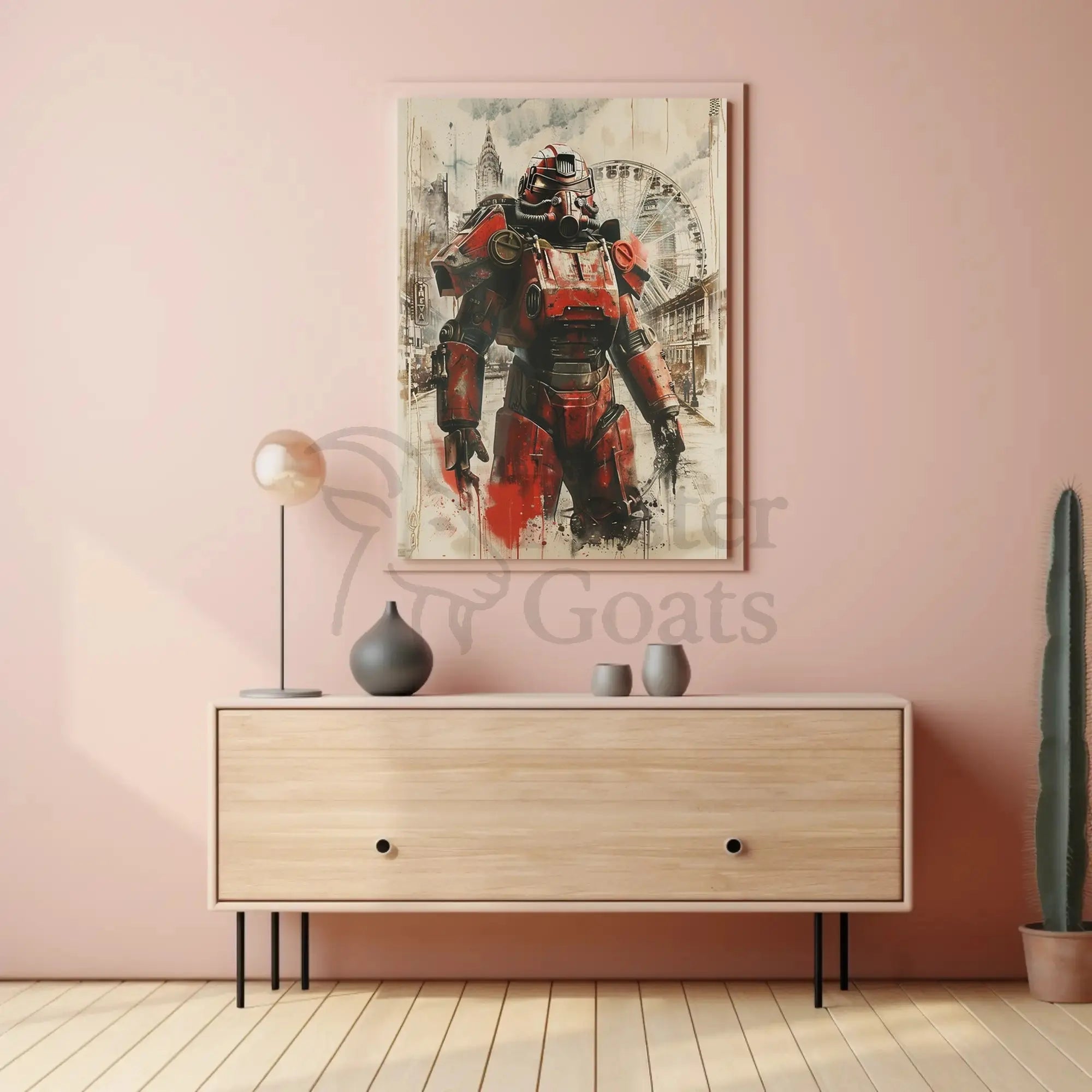 Futuristic Armored Hero in Dystopian Sci-Fi Poster PosterGoat