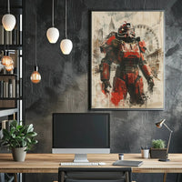 Futuristic Armored Hero in Dystopian Sci-Fi Poster PosterGoat