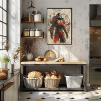 Futuristic Armored Hero in Dystopian Sci-Fi Poster PosterGoat