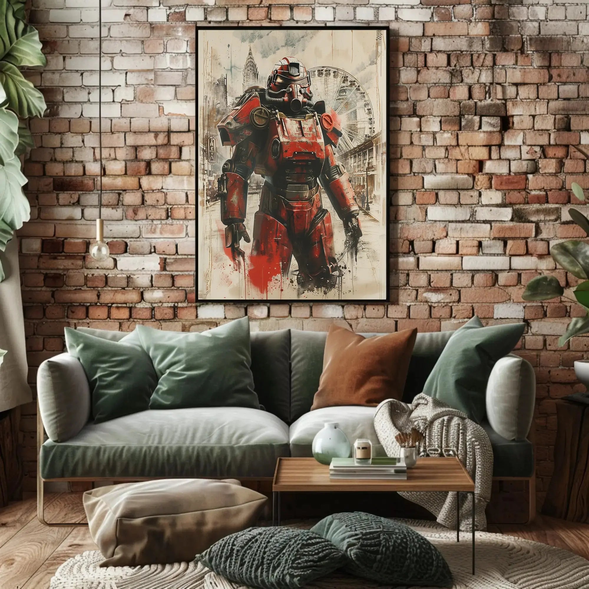 Futuristic Armored Hero in Dystopian Sci-Fi Poster PosterGoat