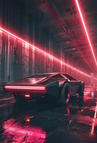 Futuristic Car Design Neon Urban Futuristic Sci-Fi Poster PosterGoat