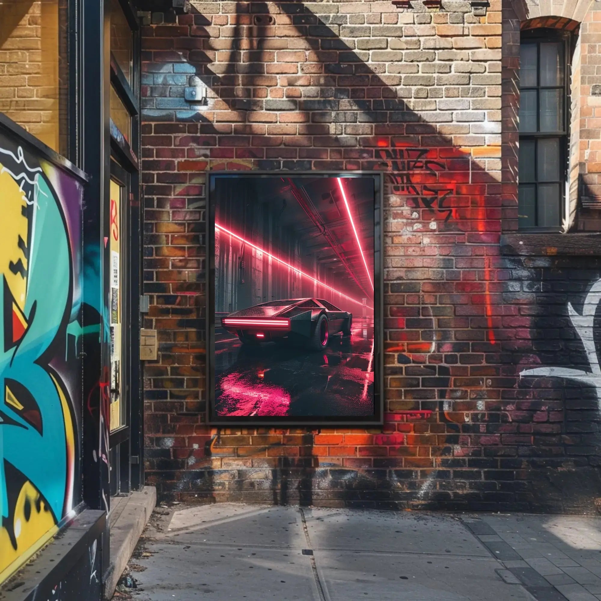 Futuristic Car Design Neon Urban Futuristic Sci-Fi Poster PosterGoat