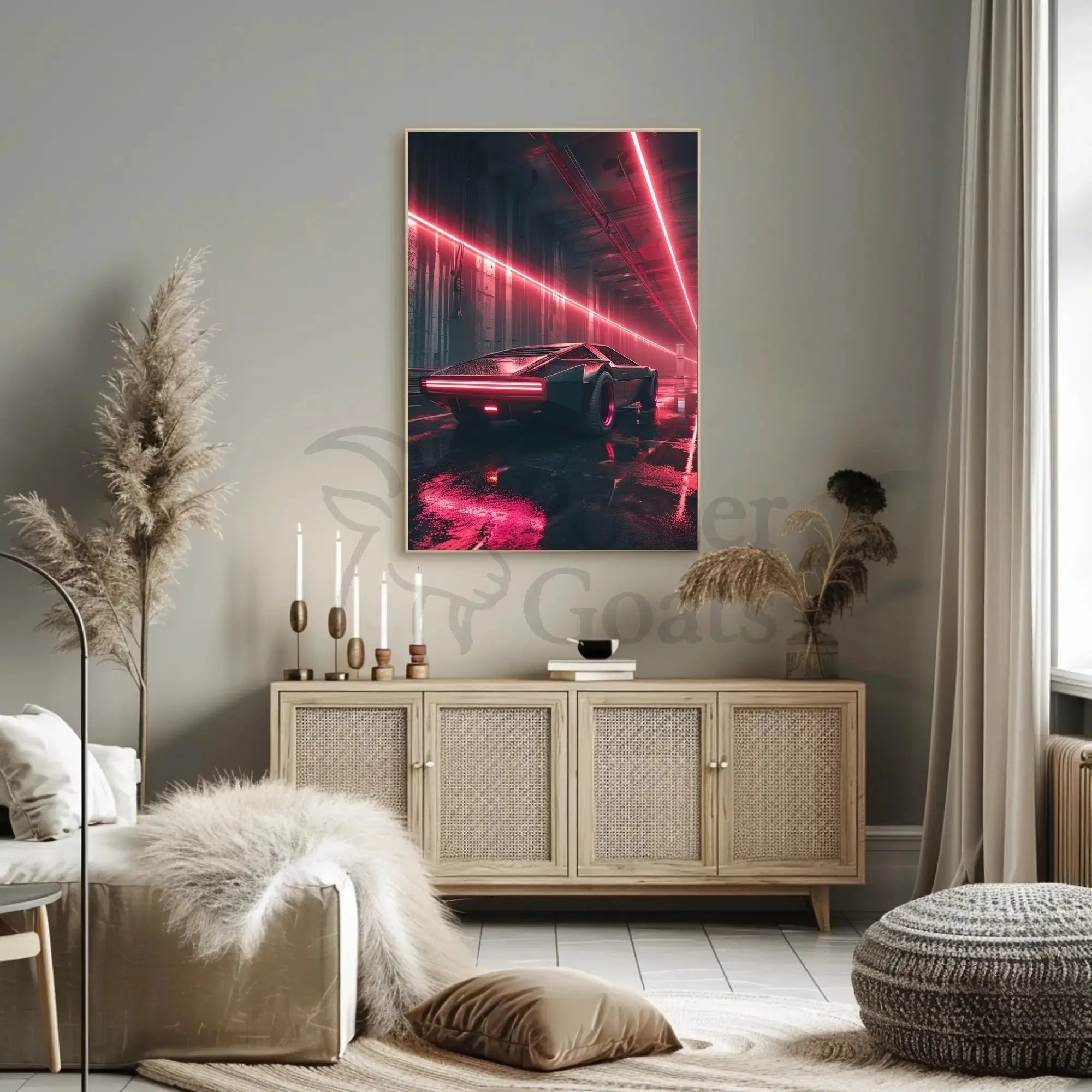 Futuristic Car Design Neon Urban Futuristic Sci-Fi Poster PosterGoat