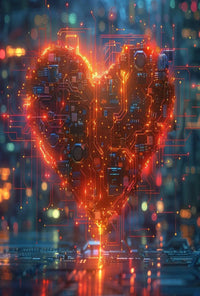 Futuristic Circuitry Heart Poster with Sci-Fi Aesthetic PosterGoat