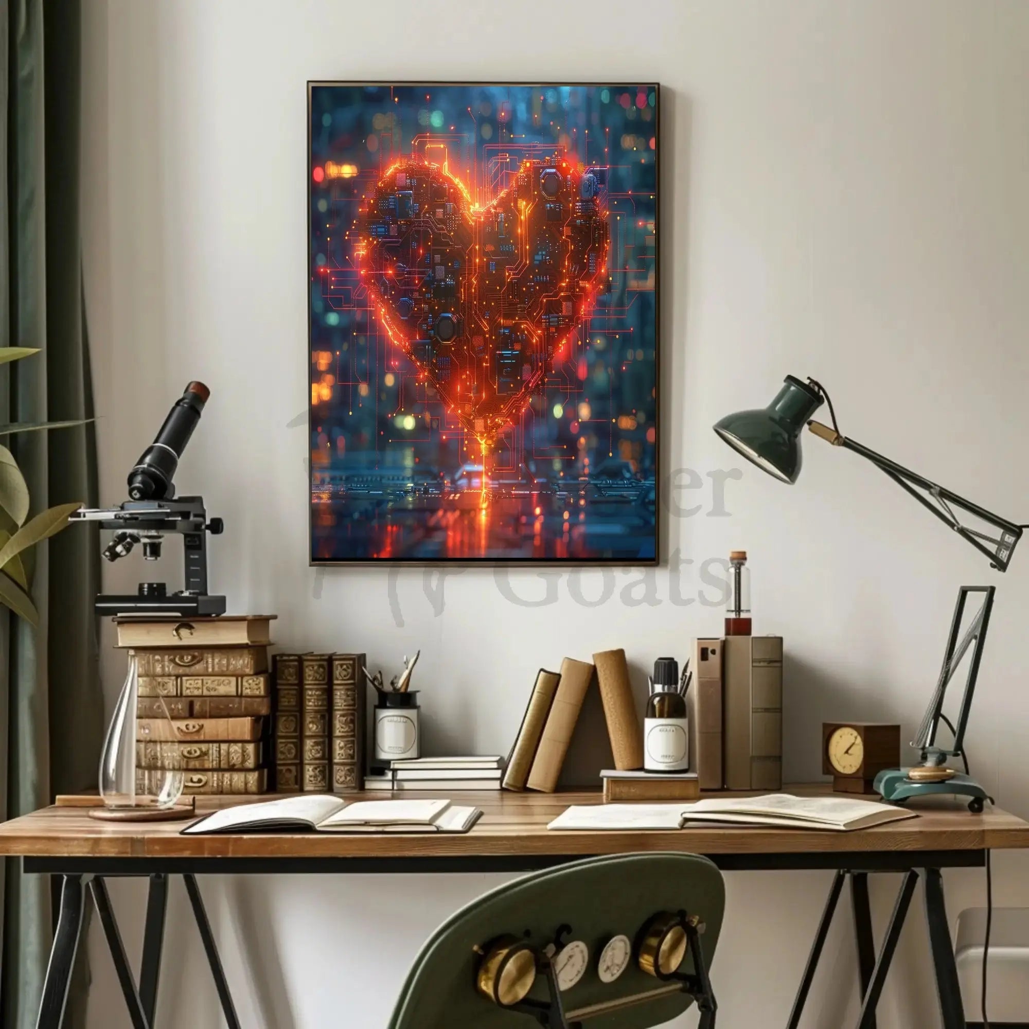 Futuristic Circuitry Heart Poster with Sci-Fi Aesthetic PosterGoat