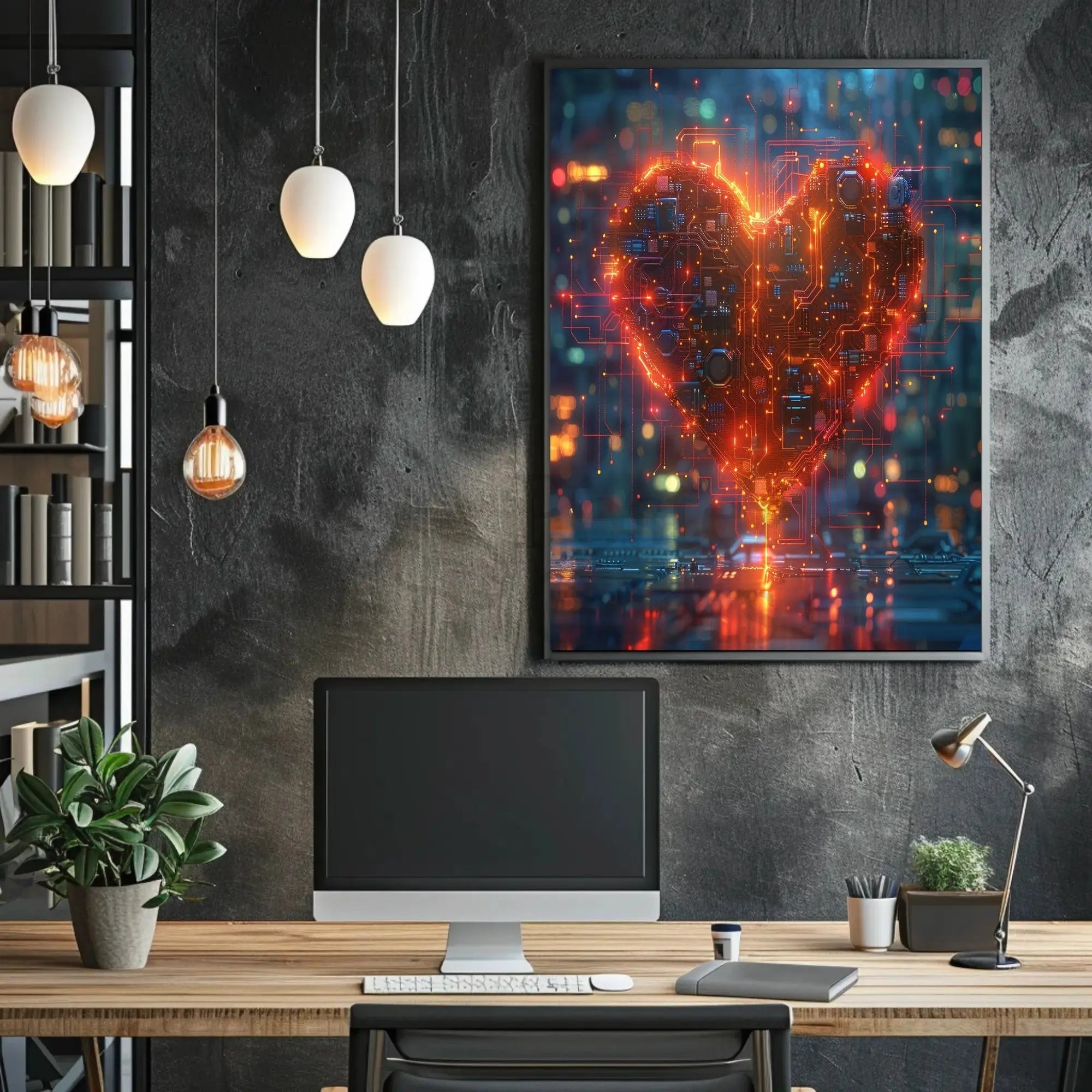 Futuristic Circuitry Heart Poster with Sci-Fi Aesthetic PosterGoat