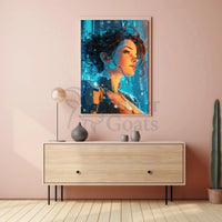 Futuristic Cyber Explorer Neon City Sci-Fi Poster PosterGoat