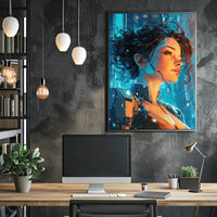 Futuristic Cyber Explorer Neon City Sci-Fi Poster PosterGoat