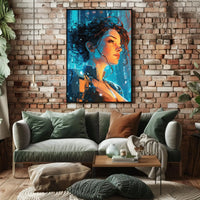 Futuristic Cyber Explorer Neon City Sci-Fi Poster PosterGoat