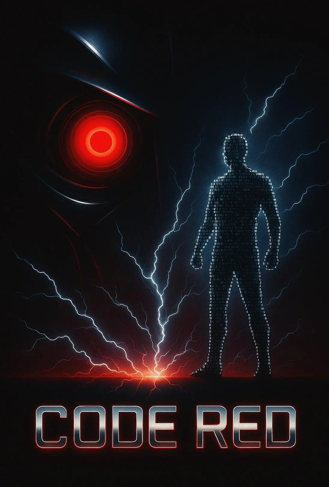 Futuristic Cybernetic CODE RED Sci-Fi Poster PosterGoat