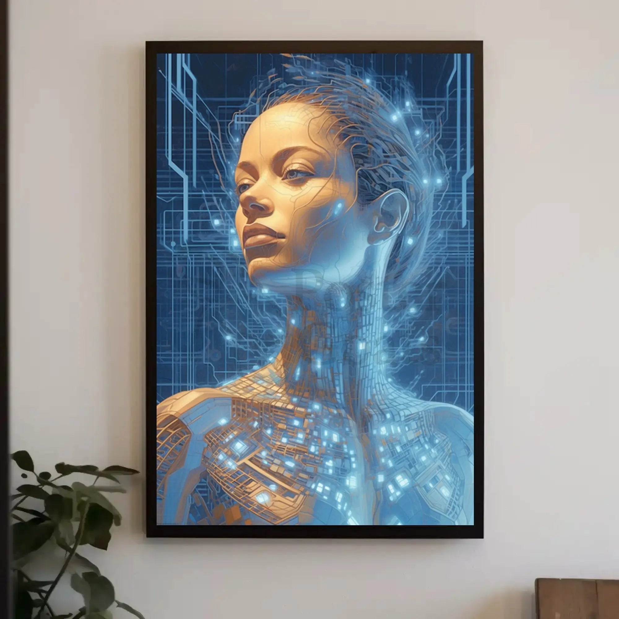 Futuristic Cybernetic Human Figure Futuristic Sci-Fi Poster PosterGoat