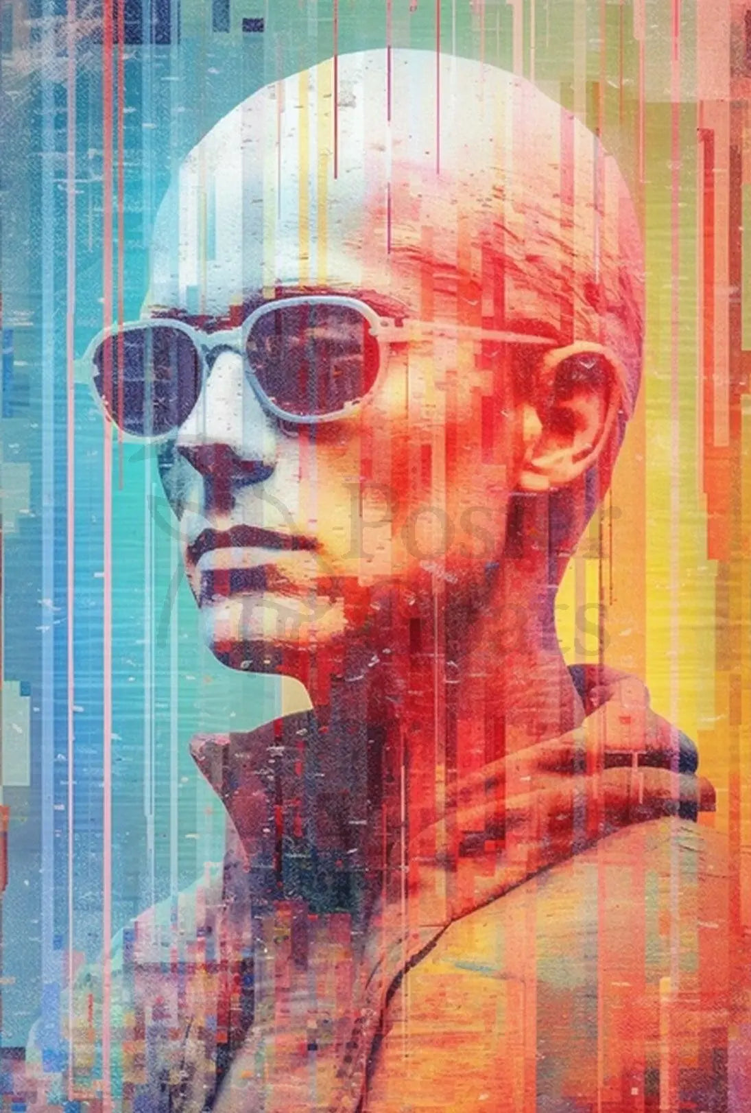 Futuristic Cyberpunk Aesthetic Neon Glitch Effects Sci-Fi Poster PosterGoat