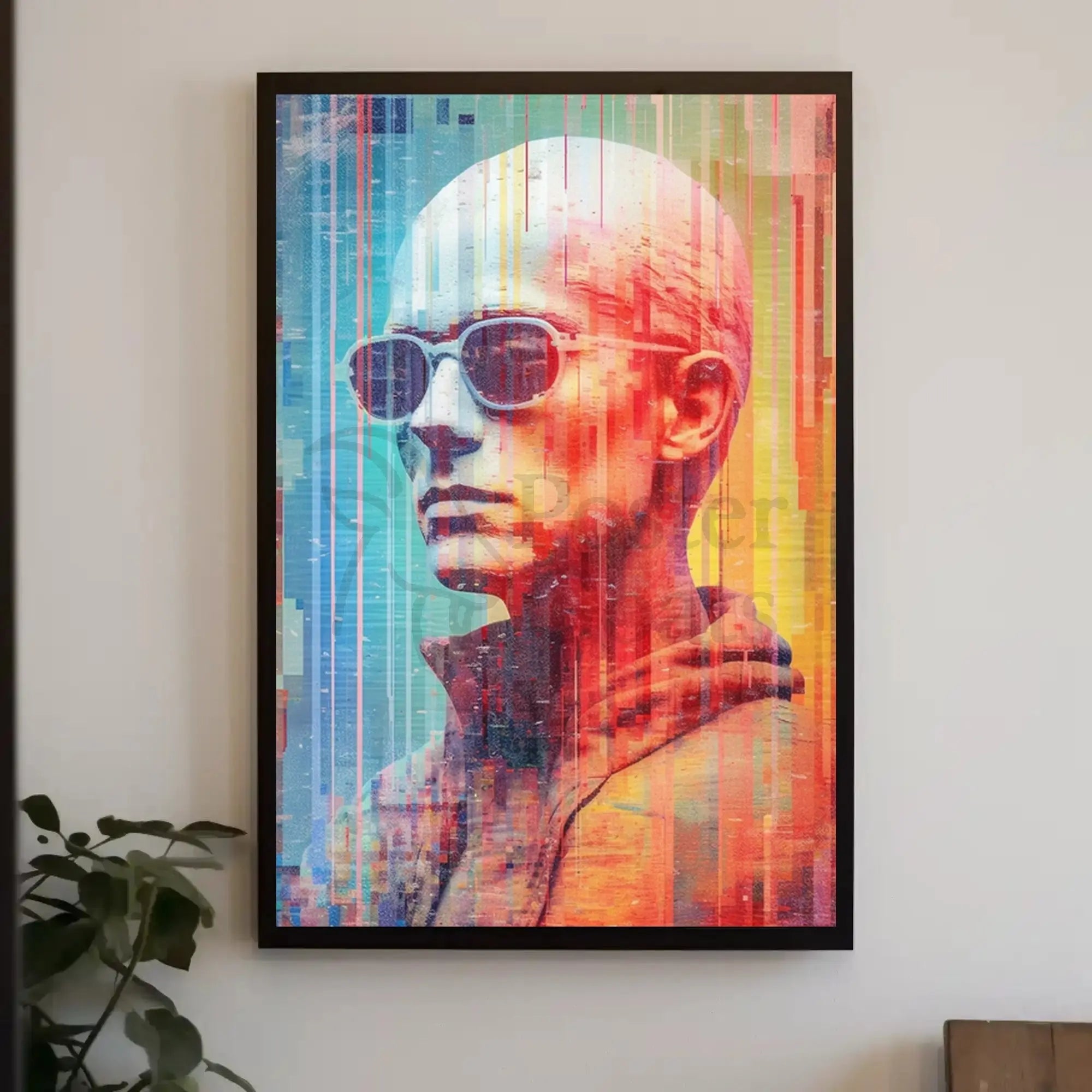 Futuristic Cyberpunk Aesthetic Neon Glitch Effects Sci-Fi Poster PosterGoat