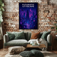 Futuristic Cyberpunk Cityscape Art Print Futuristic Sci-Fi Poster PosterGoat