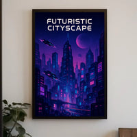 Futuristic Cyberpunk Cityscape Art Print Futuristic Sci-Fi Poster PosterGoat