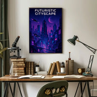 Futuristic Cyberpunk Cityscape Art Print Futuristic Sci-Fi Poster PosterGoat