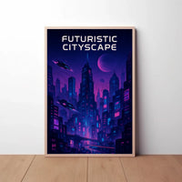 Futuristic Cyberpunk Cityscape Art Print Futuristic Sci-Fi Poster PosterGoat