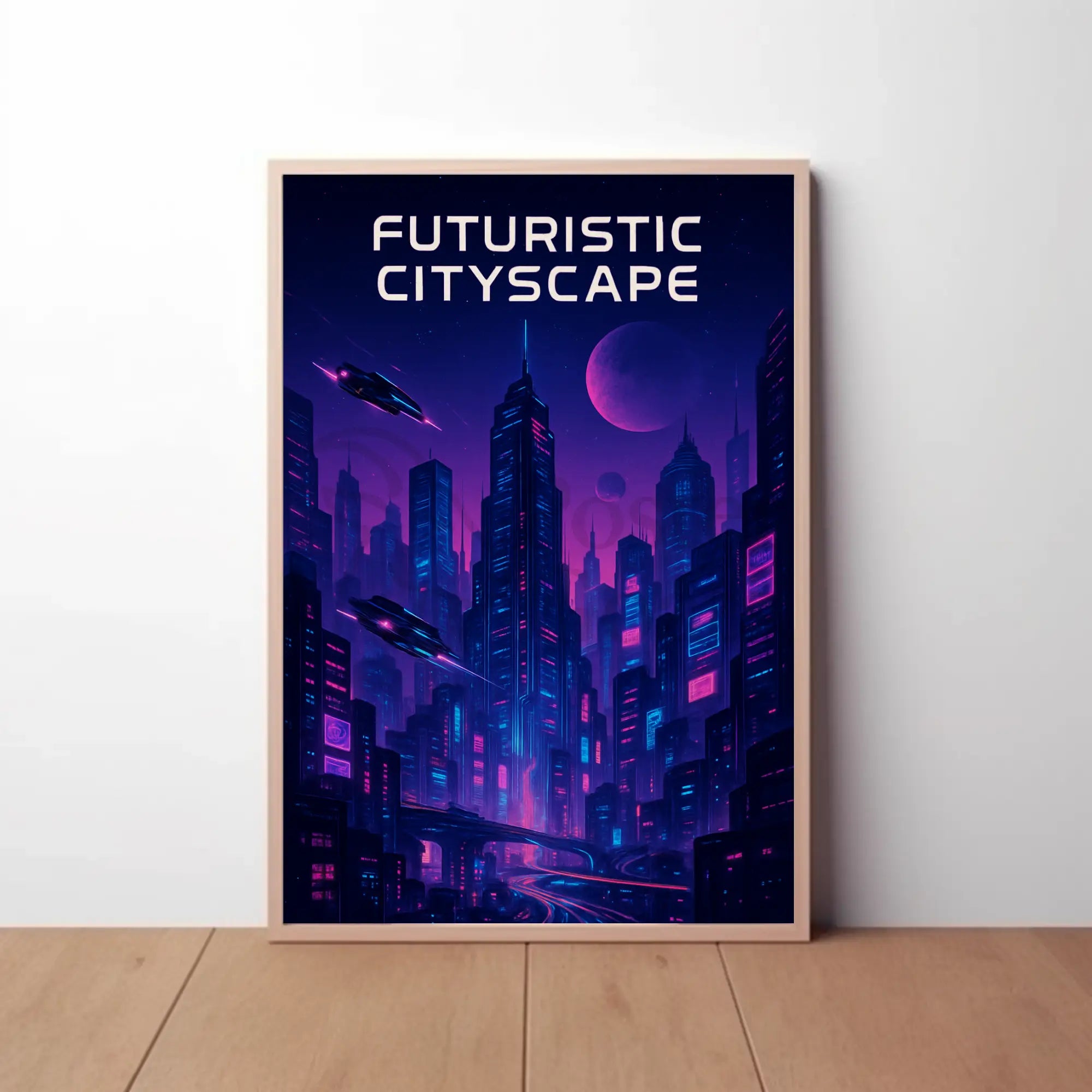Futuristic Cyberpunk Cityscape Art Print Futuristic Sci-Fi Poster PosterGoat